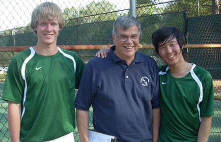 Jonathan Cochrane and Danny Park with their coach, Larry Dixon
